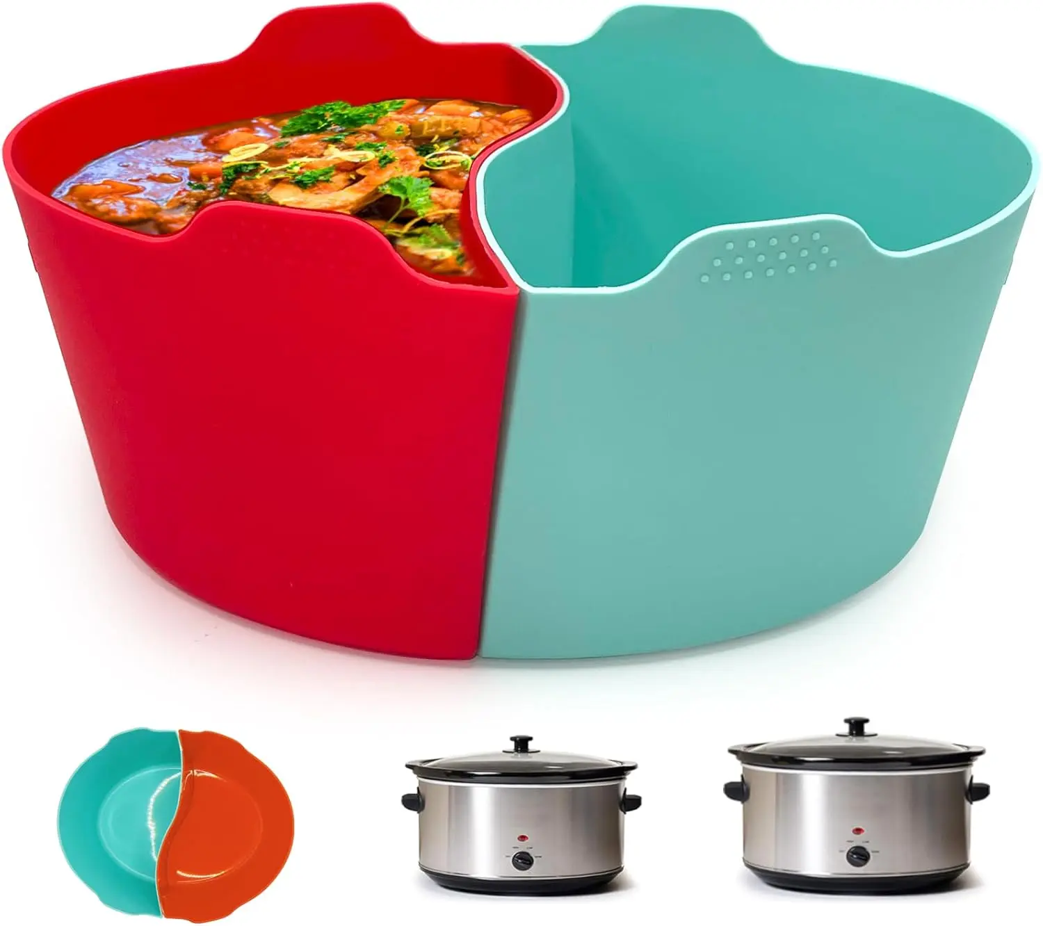 Magikichen Silicone Crock pot Liners,Slow Cooker Liners, 6-7 Quart Oval Reusable Crock pot Divider Insert,BPA-Free, Dishwasher Safe
