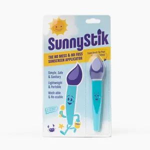 SunnyStik Sunscreen Applicator - Simple Safe & Sanitary No Mess No Fuss Foam Brush Tip Design for Kids Lightweight Portable Washable Reusable