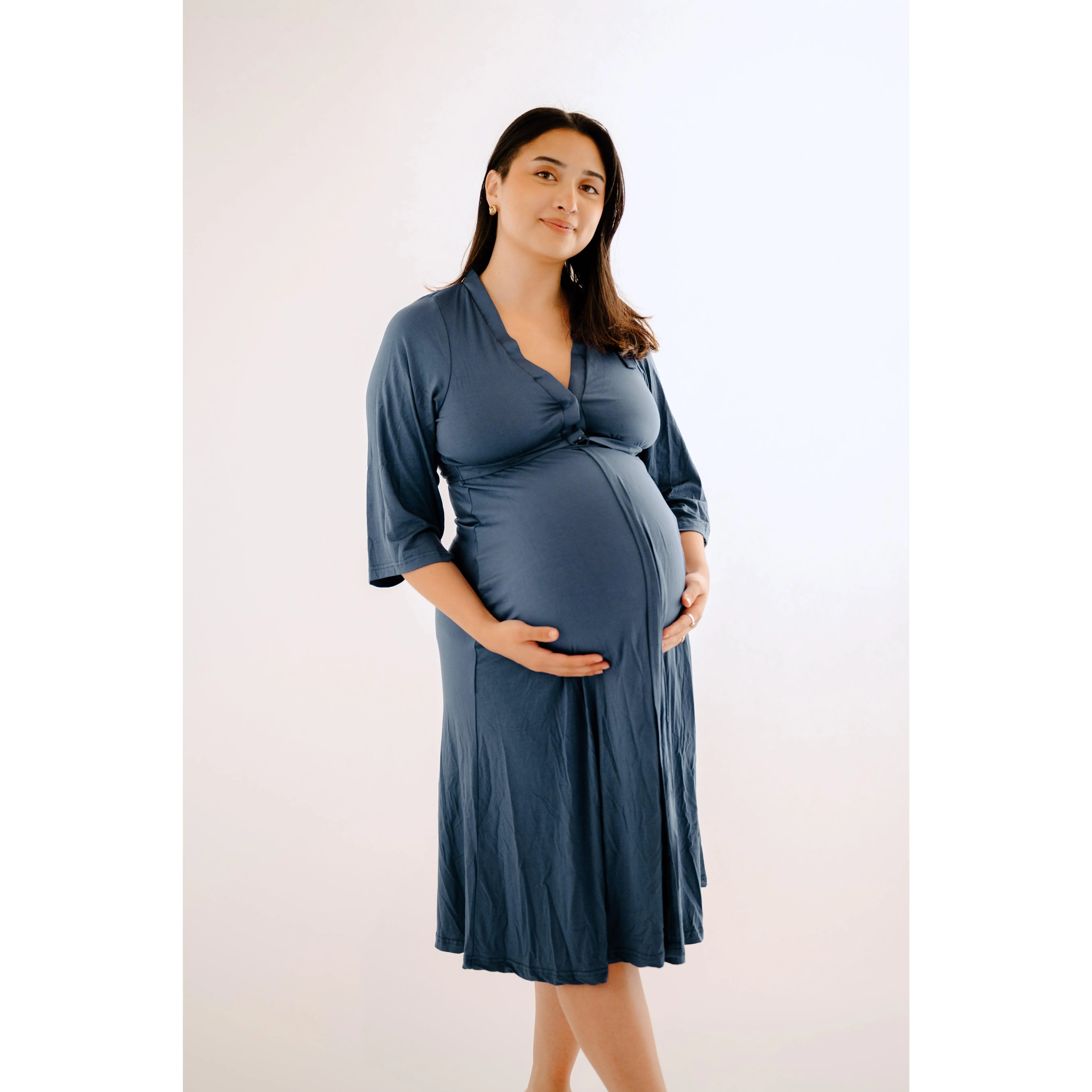 Lila Labor & Postpartum Gown in Midnight Blue Lila Labor & Postpartum Gown in Midnight Blue