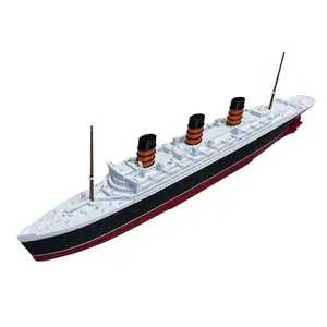 Queen Mary 12” Boat Display Model - Historically Accurate Ocean Liner with Red Bottom and Black Top Design