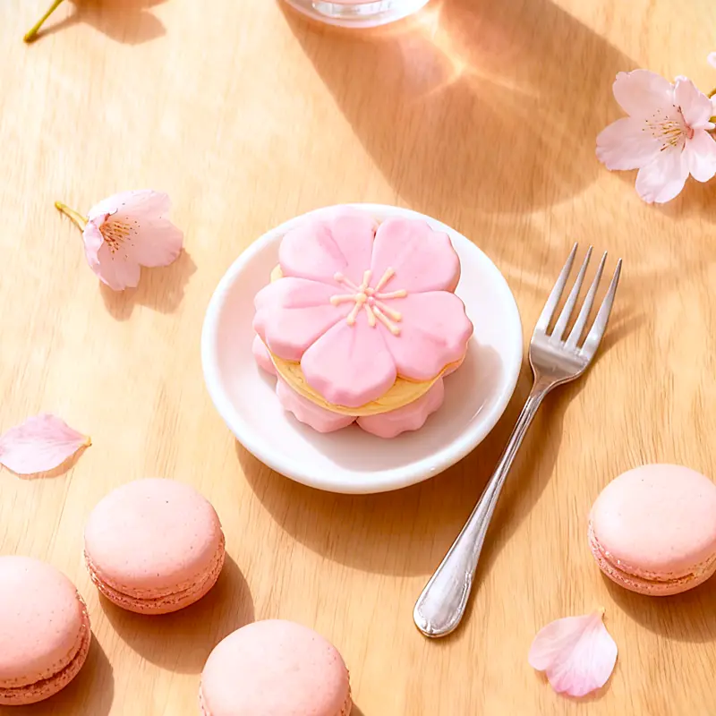 Pawtoto Kawaii Sakura Cookie Squishy Toy - Handmade Food-Grade Silicone, Creamy Clay Feel, Fast Rebound, Decompression Squeeze Stress Relief, Unisex for Above 12, Gifting #Summervibes