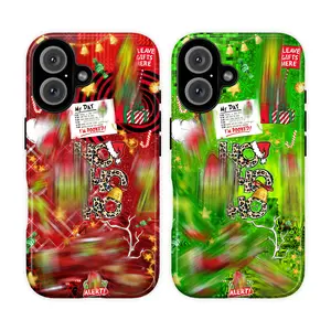 Ho Ho Ho Christmas Phone Case – Funny Green & Red Holiday Cover for iPhone 17 16 15 14 13 12 11 XS 7 8 & Samsung 25 24 23 22 21, Festive Cartoon Face Design, Xmas Gift Idea for Her & Him, Cute Christmas Vibes