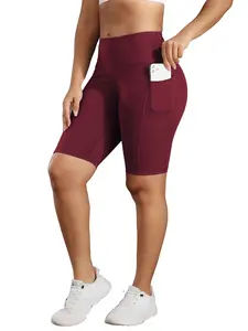 Women's High Waist Cycling Shorts, Athletic Shorts, Breathable Fitness Shorts, Sporty Style, Side Pockets, Tight-Fitting Summer Wear, Fashionable Casual Basic Pants