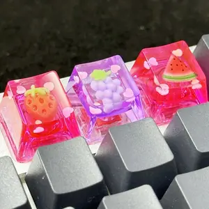 DIY Fruit Keycaps Cute Watermelon Strawberry Translucent Keycap Cross Axis Mechanical Keyboard Accessories