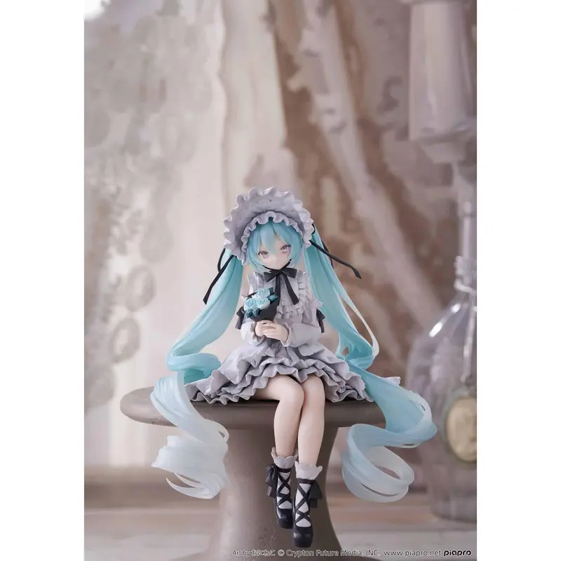 miku figure white dress brown corset bows in hair Hatsune Miku