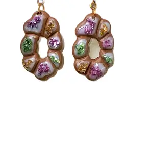 King Cake Handmade Earrings - Traditional New Orleans Design, Unique Handmade Polymer Clay, One-of-a-Kind Jewelry Piece