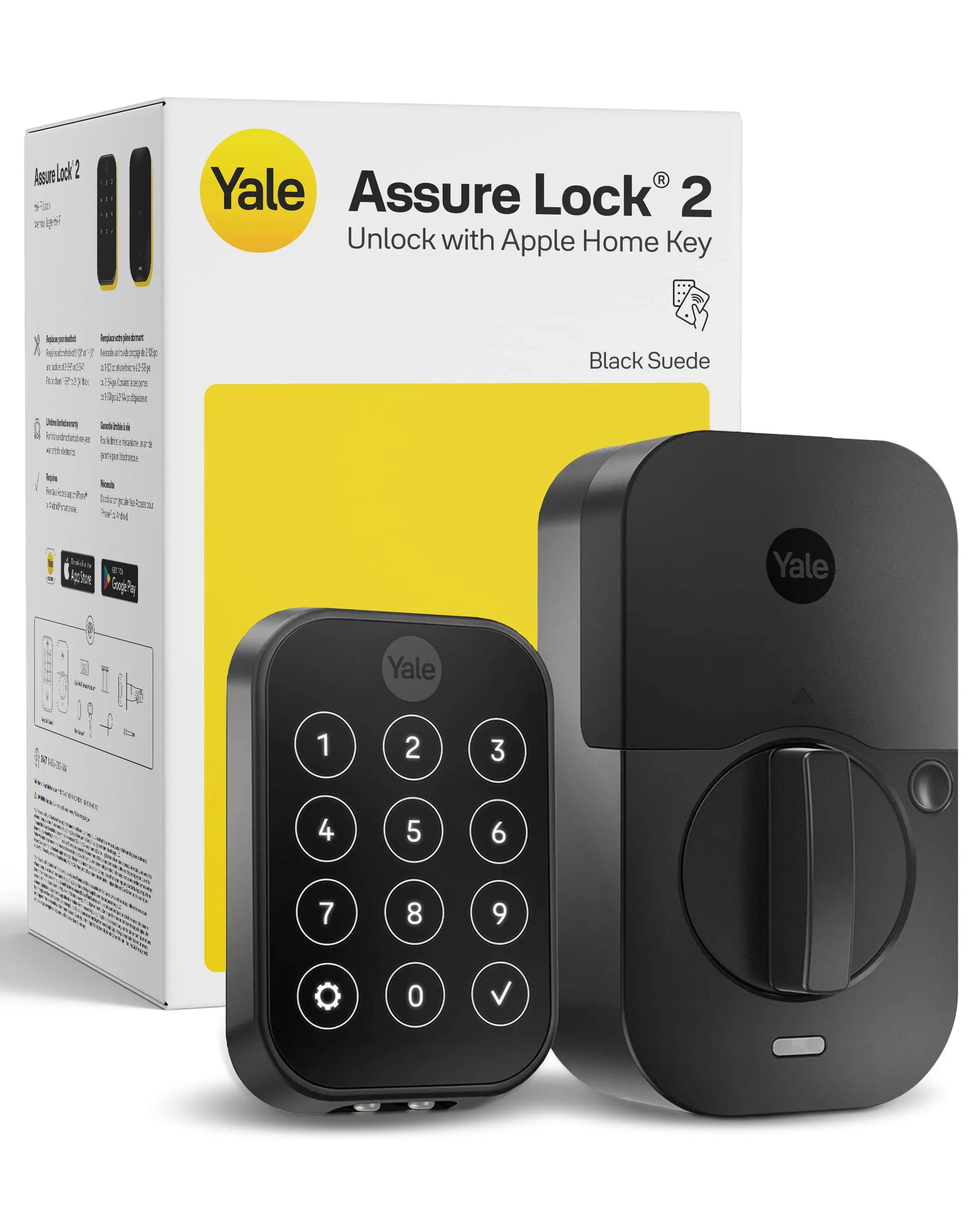 Yale - Assure Lock 2 - Smart Lock Keyless Wi-Fi Deadbolt with APPLE HOME KEYS  Touchscreen Keypad Access - Black Suede