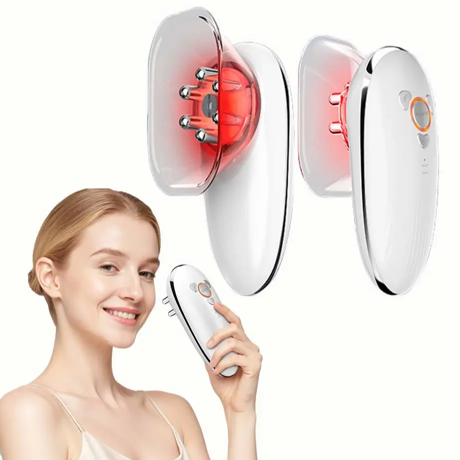 4-In-1 EMS Facial & Body Massager Am-820, Facial Beauty Massagers, Portable Rechargeable Device for Skin Firming, Relaxing, Wireless Microcurrent Cupping & Vibration, Body Sculpting Machine, Face Lifting Device