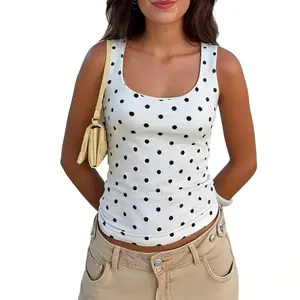 Double Lined Polka Dot Crop Tank Top Tank Tops for Women Cute Crop Tops Summer Shirt Spring Y2K Tops Cute Tops For Women Summer Tops Junior Going Out Concert Vacation Night Out Tops