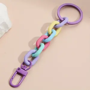 1pc Y2K Link Keychain Cute Macaroon Color Acrylic Key Ring Purse Bag Backpack Car Key Earbud Case Accessory Women Gift