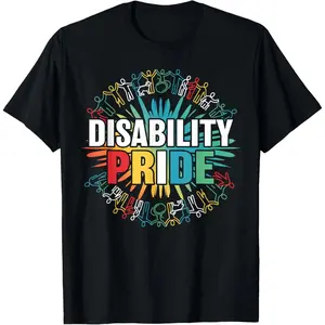100% Cotton Disability Pride Month Awareness Proud Disabled Awareness T-Shirt
