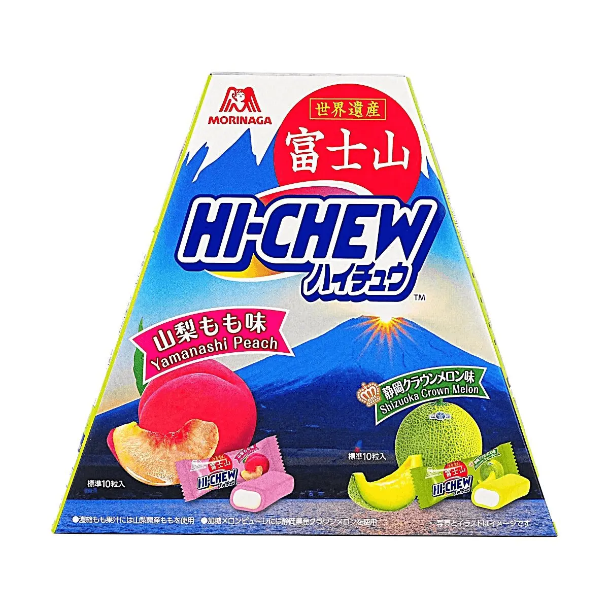HI-CHEW Japanese Fuji Mountain Limited Edition Chewy Candy - Yamanashi Peach & Shizuoka Crown Melon Flavors, 86g