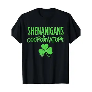 Plus Size St Patrickss Day Shenanigans Coordinator T Shirt Irish Shamrock Green Casual Crewneck Short Sleeve Unisex Holiday Gift