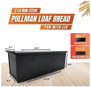 Pullman Loaf Bread Pan with Lid 2lb Non-Stick Baking Pan for Easy Bread Baking 4.7x12.5x4.4 inches