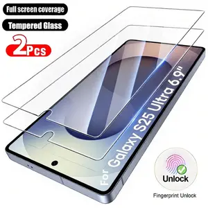 2-Pack Samsung S26 Ultra, S26 Pro, S26 EDGE, S25 Ultra, S25 Edge, S25 FE, S24 Ultra, S24 Plus, S24 FE Model Fingerprint Unlock HD Tempered Glass Screen Protector Set