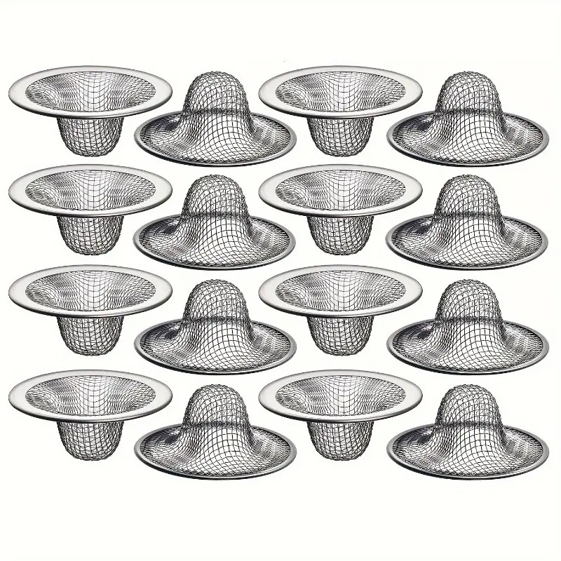 Stainless Steel 10pcs Bathroom Sink Drain Strainer - Anti Clogging Drainage, Sink Protector, Hair Catcher, Filter Mesh, Home Essentials, Modern Bathroom Accessories