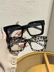 2 Pairs New Retro Square Fashion Glasses, Unisex Lightweight PC Frame, Decorative Solid Lenses, All-Seasons Stylish Eyewear