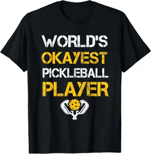 Women's 100% Cotton Round Neck Short-Sleeve T-Shirt - Vintage Casual Everyday Streetwear Clothes with Pickleball Print, G605972-Black