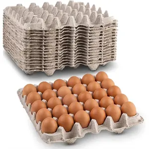 30-Count Egg Flat Cartons, 15 Pack Bulk Pulp Fiber Egg Trays, Stackable Biodegradable Recyclable Egg Flats for Farm Storage and Shipping Packaging