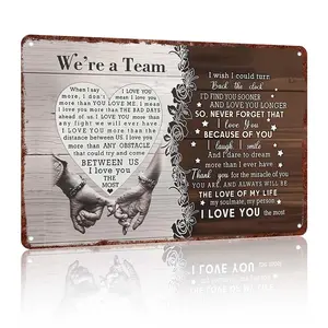 Valentine's Day Aluminum Metal Sign 12x8in - "We're a Team" Romantic Love Quote Decor - Perfect Gift for Soulmate Him/Her