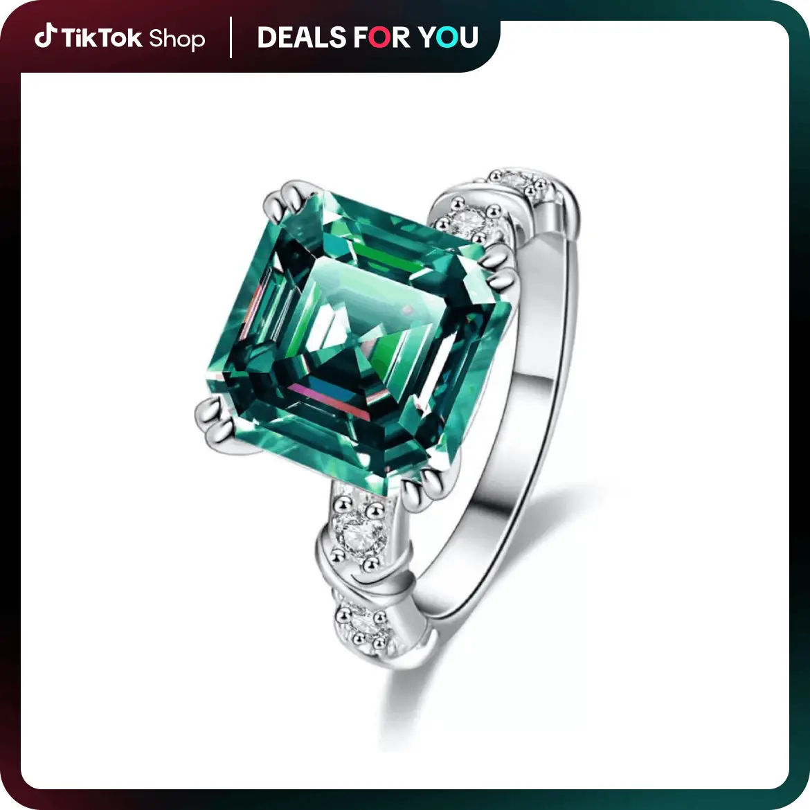 [#332] Royal Birth Stones Statement Ring, 5ct Asscher Cut, VVS Synthetic Moissanite, 925 Sterling Silver, Perfect Anniversary Birthday Gift for Women