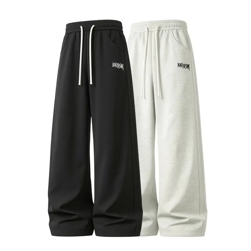 Men's Streetwear Knit Pants, Basic Solid Color Loose Fit Athletic Style with a Soft, Breathable Fabric, Year-Round, Drapey, Knitting, Plain, Casual Solid Drawstring