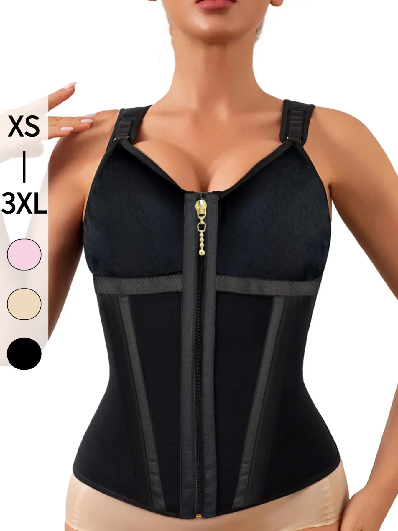 Women's Shapewear Postpartum Underwear, Zipper Hook Design, Sports Fitness Waist Cincher, Chest Shaping, Firm Tummy Control, Adjustable Waist Size, Fit Shaper Corset, Corset Waist Trainer
