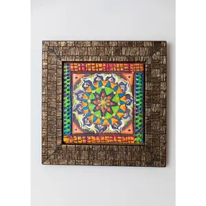 Hand painted and crafted Wall Art - Ceramic tile and wood art