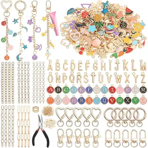 404 count Charms Lip Gloss  Making Kit, DIY Craft Supplies with Charms, Key Chain Hooks, Jump Rings, Lobster Clasps, Chains,  Making Kit for Custom Keychains, Bags, Valentines Gifts