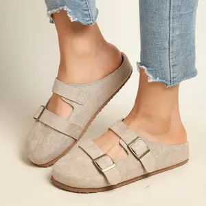 Women’s slip-on mules, slip-on flat slippers, comfortable non-slip casual shoes, suitable for indoor and outdoor wear