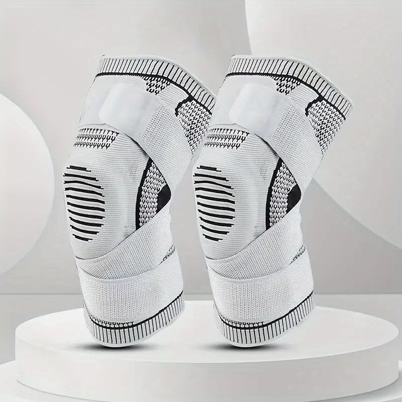2 Pieces Breathable Silicone Knee Braces, Joint & Meniscus Protection Compression Straps, Ideal for Basketball, Hiking, Running Sports Use
