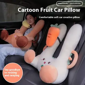 Kids Car Seat Belt Pillow Neck Protection Sleeping Artifact Car Accessory Long Travel Cartoon Fruit Car Seat Belt Shoulder Strap