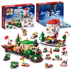 Advent Calendar Christmas Building Set - 14 Collectible Surprises for Kids Christmas Toys Countdown Playset Includes Santa Claus Tree Train Nutcracker Blocks Boy Girl 6-12 Year