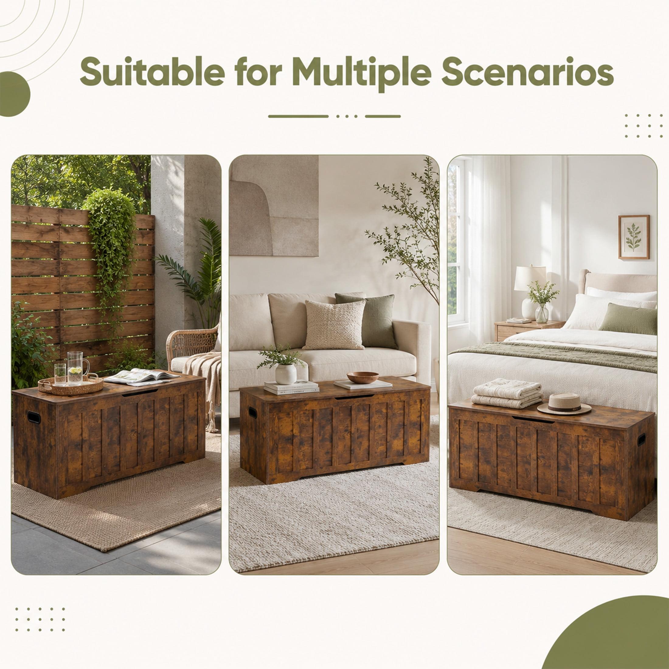 Farmhouse Wooden Storage Bench - Multipurpose Furniture, Farmhouse Style Decor, Large Size, 47.2" L × 15.7" W × 19.1" H, Safety Hinges, 220lb Load Capacity, Organizer for Shoes/Toys, Assembly Required Entryway Home Decor, Blankets Farmhouse Wooden Storage Bench - Multipurpose Furniture, Farmhouse Style Decor, Large Size, 47.2" L × 15.7" W × 19.1" H, Safety Hinges, 220lb Load Capacity, Organizer for Shoes/Toys, Assembly Required Entryway Home Decor, Blankets
