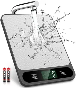 Digital Kitchen Food Scale - 10kg/22lb Capacity, 6 Measurement Units, Tare Function, LCD Display, Easy-Clean Stainless Steel for Baking, Cooking