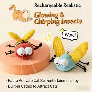 Lights, Sound, and Alluring Scent! This flying insect toy is infused with catnip, instantly triggering your cat's hunting instincts. Watch as their focus sharpens and they chase it with unstoppable excitement!