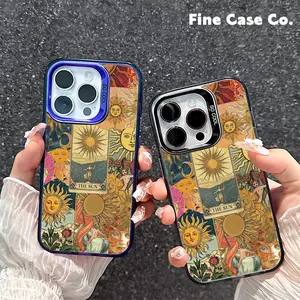 Tarot Sun Card Aesthetic Celestial Vintage TPU Phone Case Shockproof Protective Cover for iPhone 17 Pro Max 16 Pro 15 Plus 14Pro 13 12 11 XS Max XS XR & Samsung Galaxy S25 Ultra S24 Plus S23 Witchy Gift