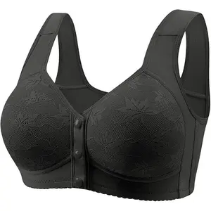 Lace Bras for Women Front Closure No Underwire Comfort Senior Wireless Snap Closing Bra