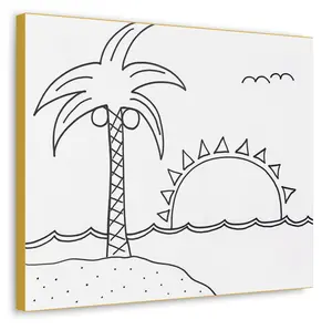 Predrawn Sunset on Canvas - Simple Design for Kids to Paint and Personalize - Ideal Gift for Rainy Days or Birthday Parties
