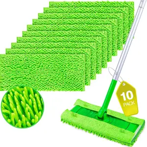 Microfiber Mop Pads Compatible with Swiffer Sweeper, Reusable Machine Washable Pad Refills, Mop Head Replacements for Multi Surface Floor Cleaning, 10 Pack