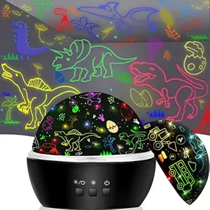 Night Light for Kids,2 in 1 Rotating Projector Lamp with Dino&Vehicles Theme,2 Ways to Charge,Baby Night Light Ceiling Projector for Bedroom Kids Room Decor