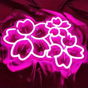 Serbasic Blush Pink Flower-Shaped Neon Sign - Dimmable, ON/OFF Switch Floral Lighting Artwork for Bedrooms, Living Rooms, Bars, Gaming Rooms, Beaches, Home Improvement Gifts (Novelty Lighting)