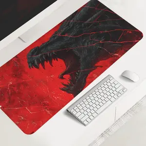 Fierce Dragon-Themed Large-Sized Gaming Mouse Pad, Aesthetic Red And Black Desktop Protection Pad, Anti-Slip Rubber Lock Edge High-Definition Printing, Suitable For Computers, Laptops, Offices, Homes, Schools, As A Gift For Family And Friends.