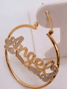 14K Gold Filled Anti-Tarnish 3mm Thick "Angel" Name Earring 4cm Diameter Elegant Luxurious Design for Any Occasion