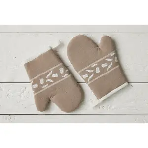 Oven Mitt, White Tulip, Set of 2