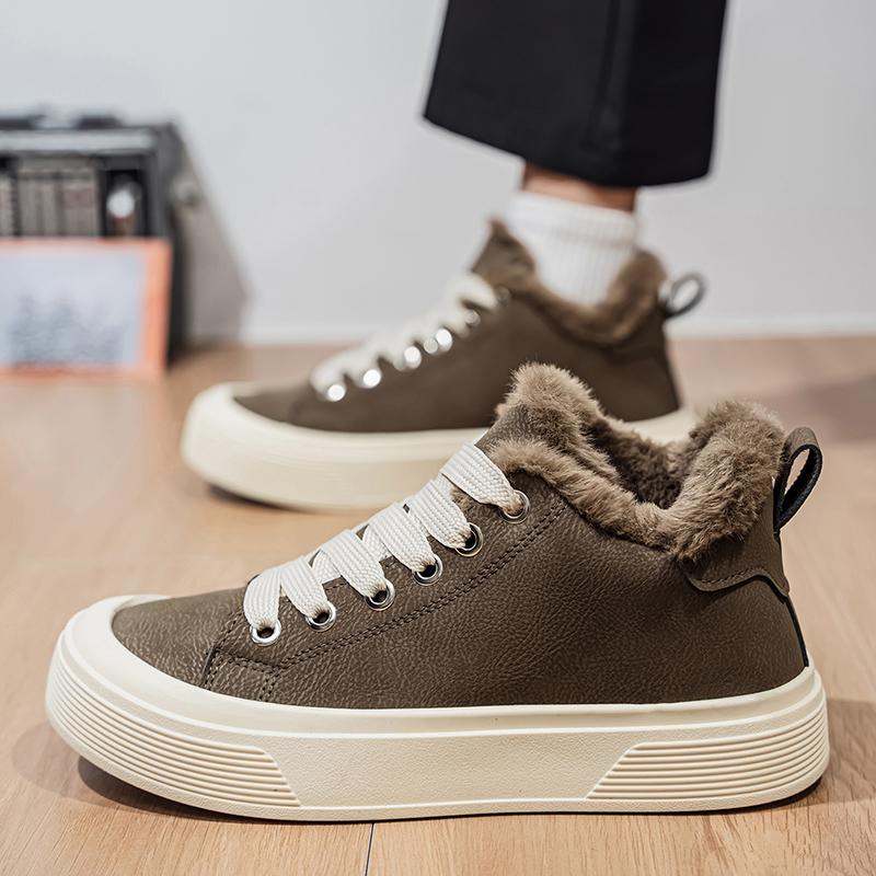 Winter Men's Snow Boots Thick Soled Height Increasing Casual Shoes with Plush Warm Cotton Loafers for Comfort Footwear Boy Closed Tactical Bota Fashion Bathroom Bathroom Makapal Bota Fashion