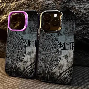 Geometric Pattern Phone Case with Nordic Runes, Luxurious IMD Silver Protective Case, Nordic Design, for iPhone 17 16 15 14 13 12 11 PRO MAX PLUS, AIR and iPhone XR XS MAX 7 8Plus 16E SE Series Phone Case, Fashion Pattern Design, Ideal Gift