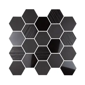 Nano Black 3" x 3" Porcelain Hexagon Mosaic Wall & Floor Tile