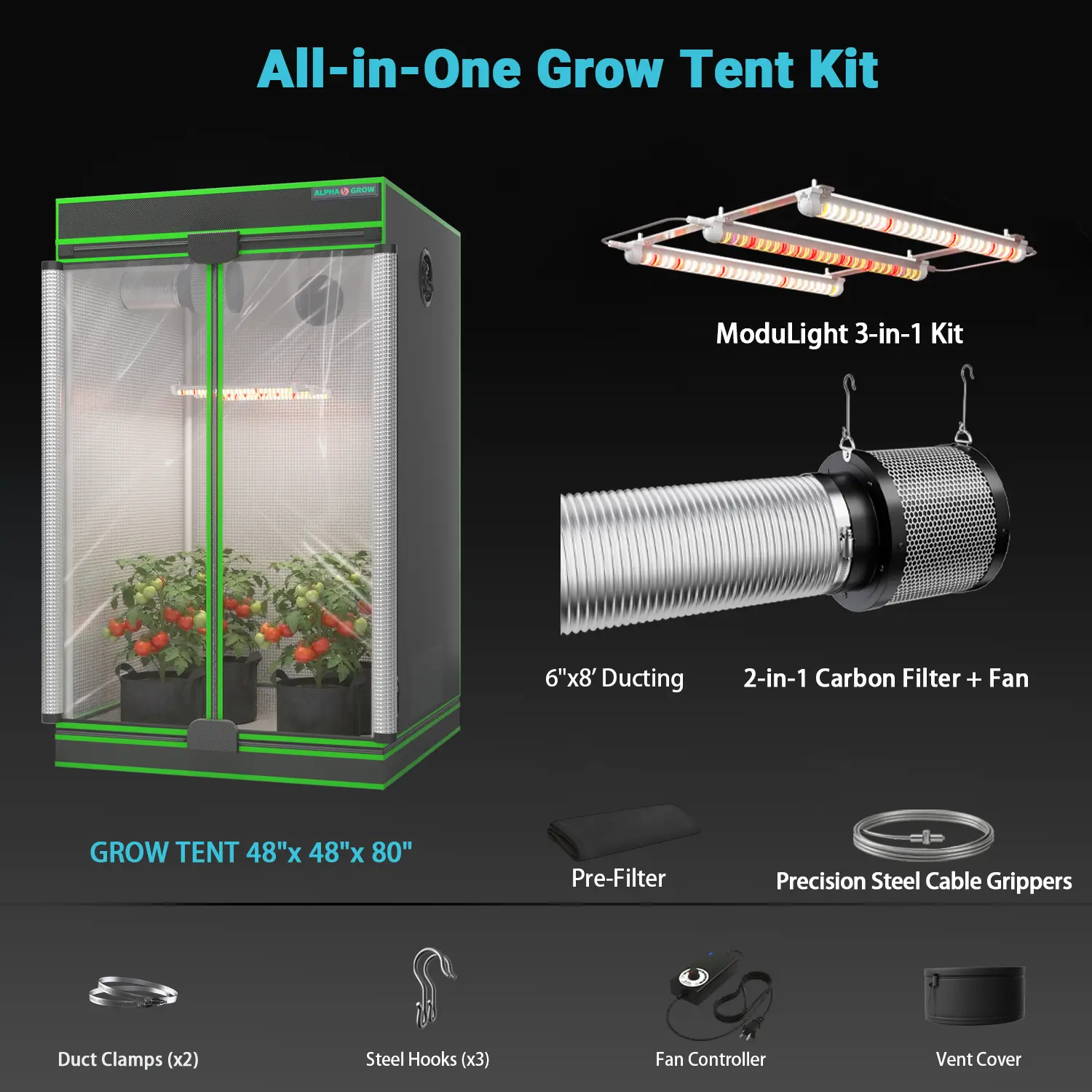 4x4 1800D Tent+6'' 2-in-1 Kit