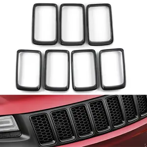 For 2014-2016 Jeep Grand Cherokee Front Bumper Middle Net Rings Grill Vent Trim Cover tiktokshopspringglowup